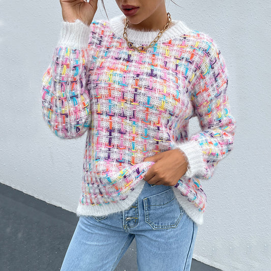 Knitted Colored Pullover Sweater