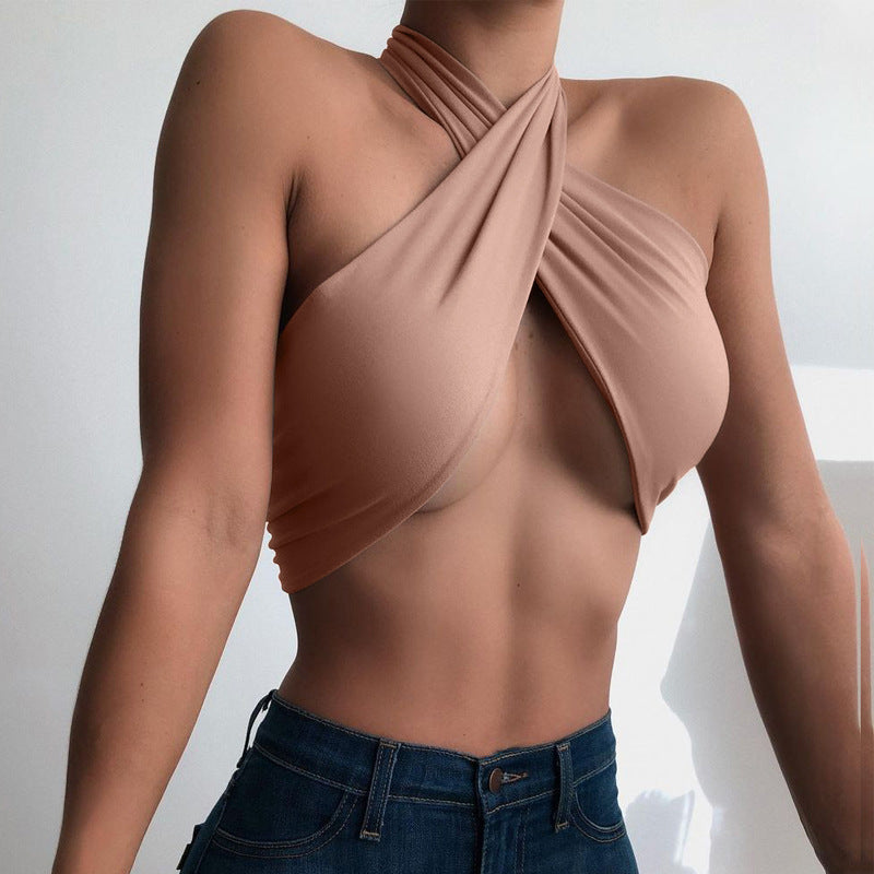 Nude Neck And Chest Wrap Top