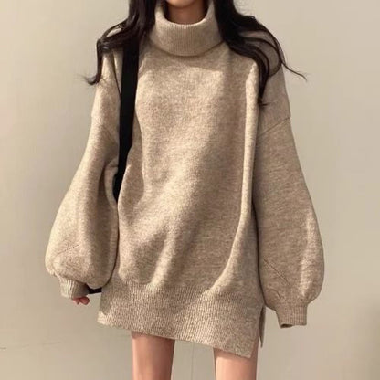 Turtleneck Loose Sweater Top - Modin