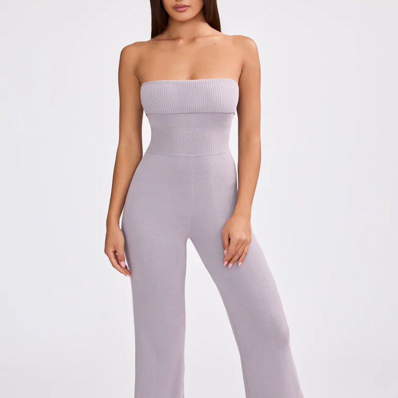 Backless Knitted Tube Top Jumpsuit