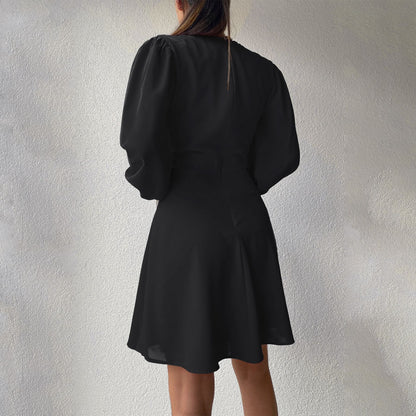 Lace Up Long Sleeve Dress - Modin