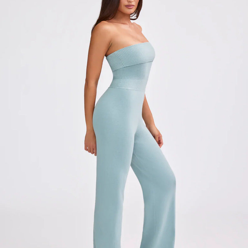 Backless Knitted Tube Top Jumpsuit