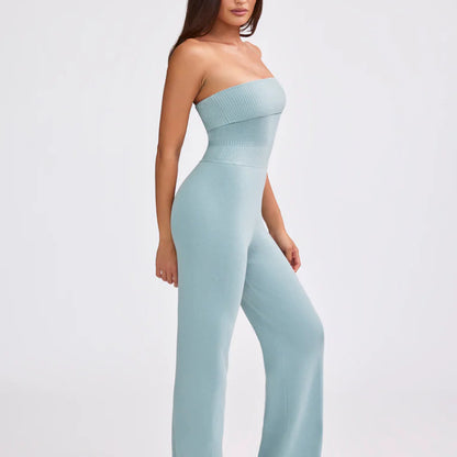 Backless Knitted Tube Top Jumpsuit - Modin