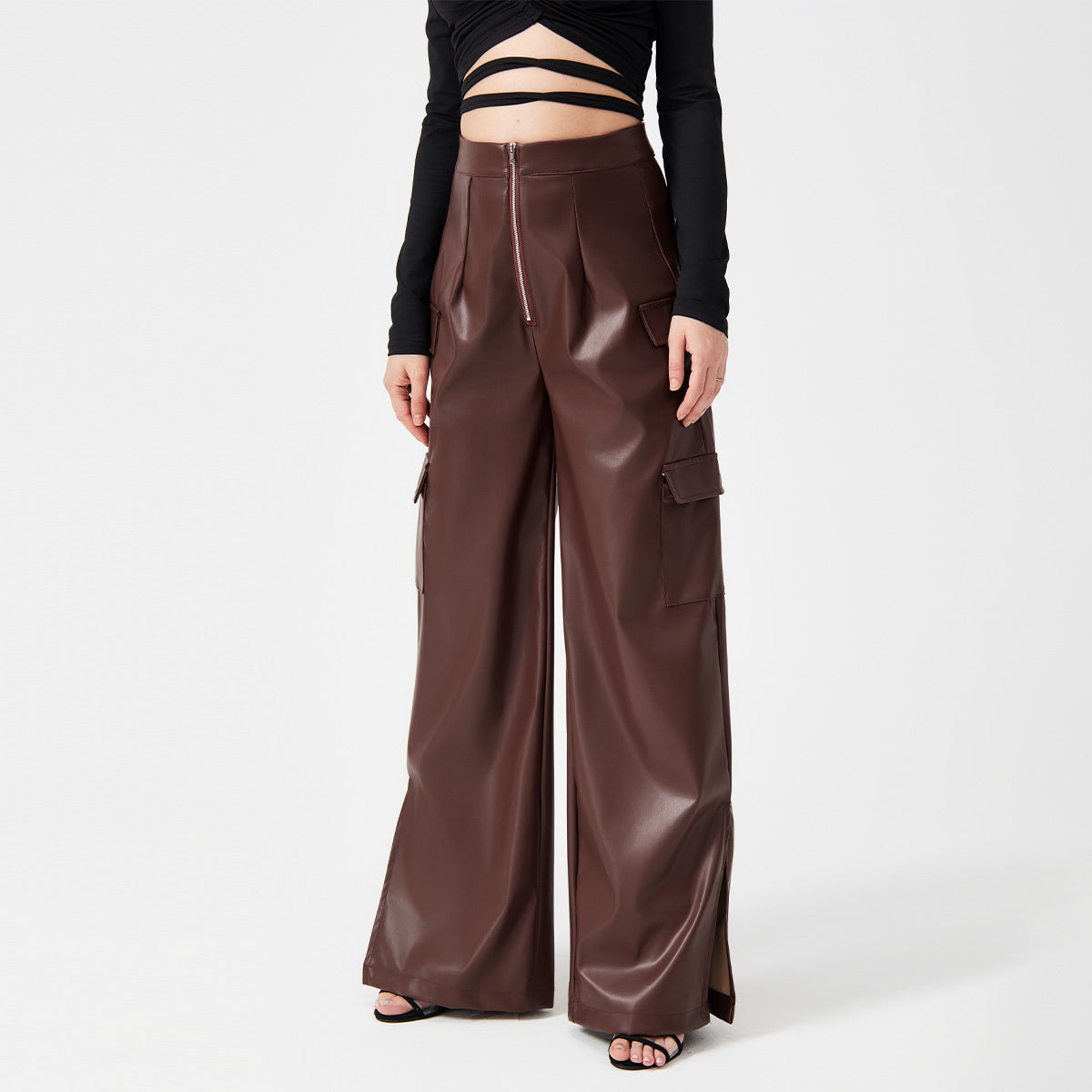 Trousers Metal Zipper Pocket Long Pants