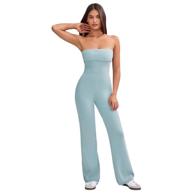 Backless Knitted Tube Top Jumpsuit