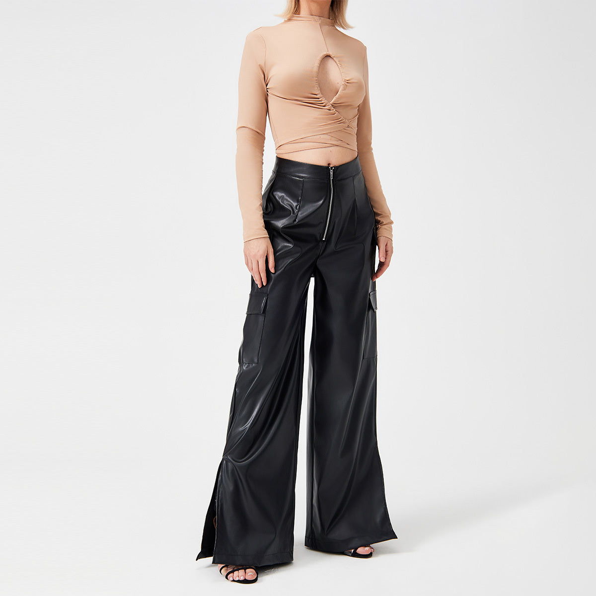 Trousers Metal Zipper Pocket Long Pants