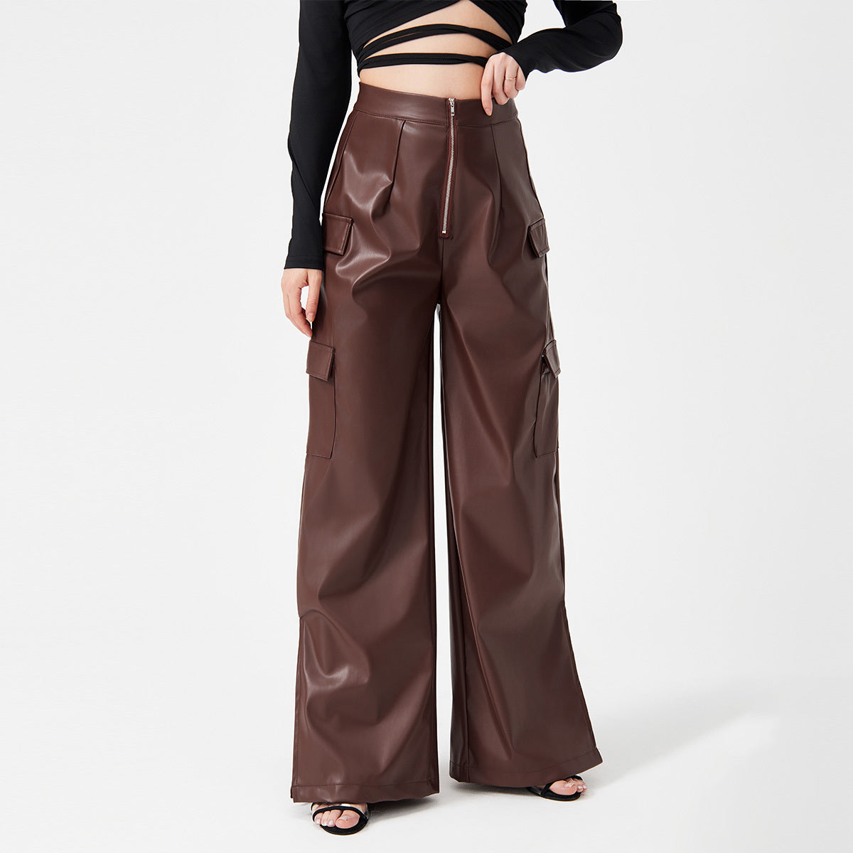 Trousers Metal Zipper Pocket Long Pants