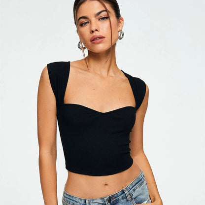 Crop Top Solid Ribbed Sleeveless - Modin