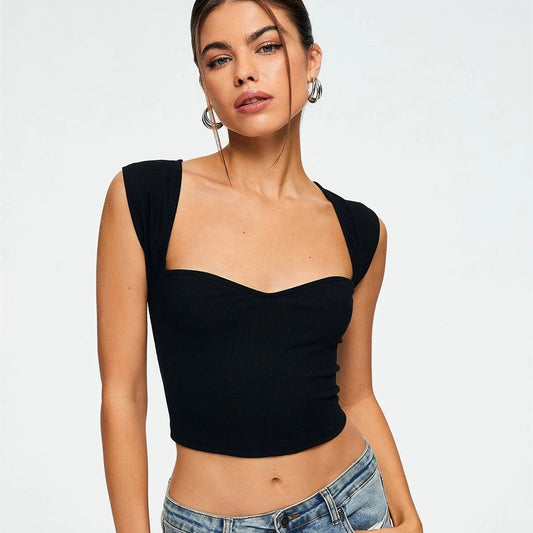 Crop Top Solid Ribbed Sleeveless