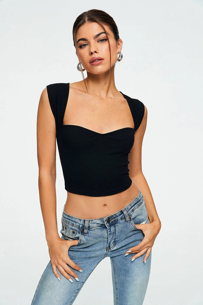 Crop Top Solid Ribbed Sleeveless - Modin