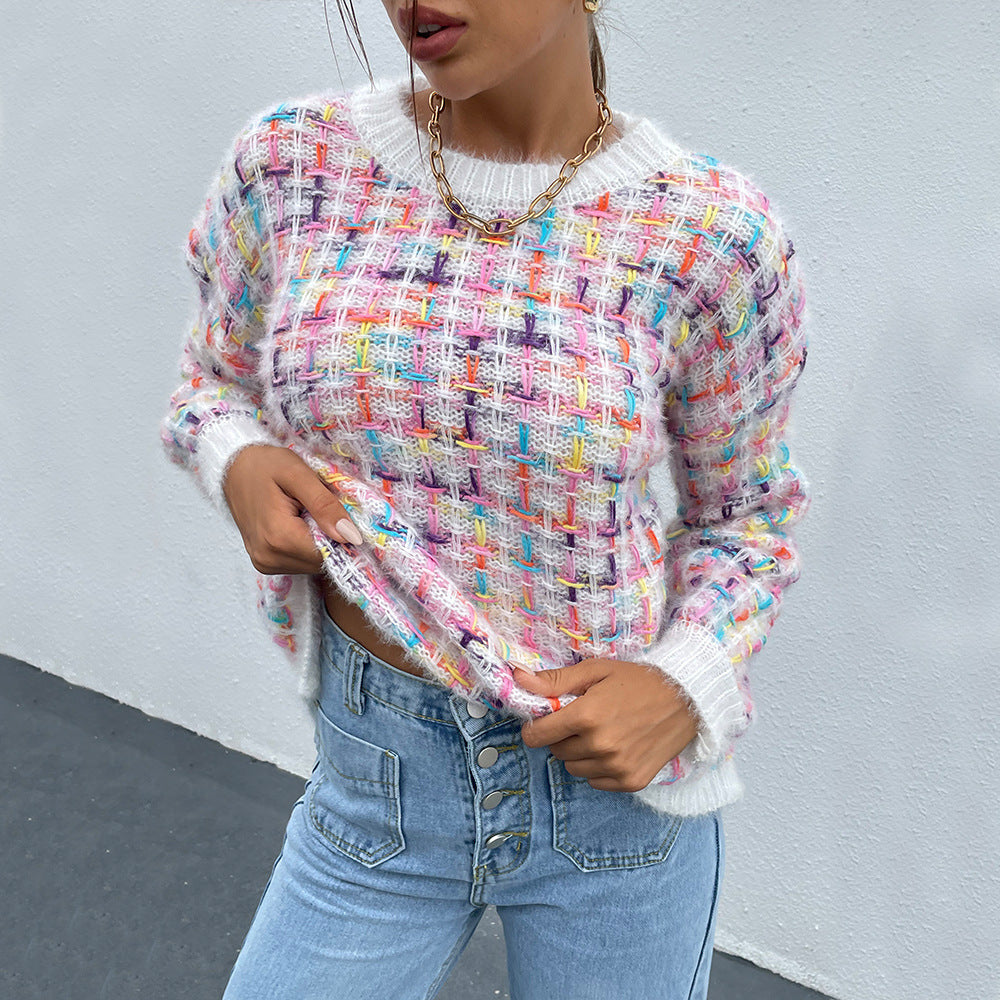 Knitted Colored Pullover Sweater