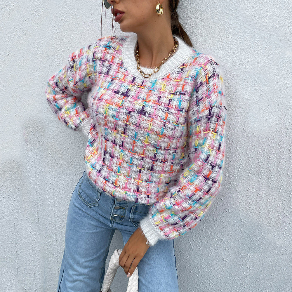 Knitted Colored Pullover Sweater